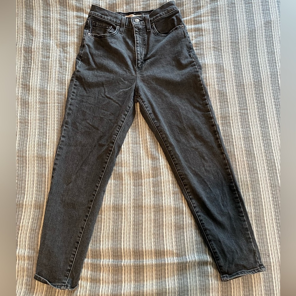 Levi high waisted taper jeans, size 27, black